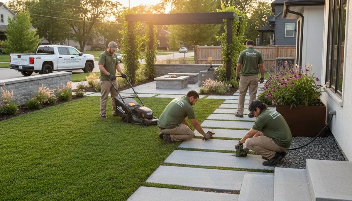 Landscaping crew serving Overland Park, KS with professional lawn and landscape care