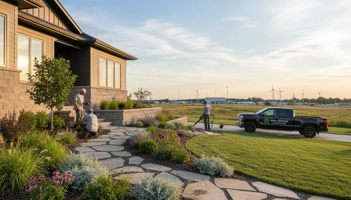 Landscaping crew serving Overland Park, KS with professional lawn and landscape maintenance