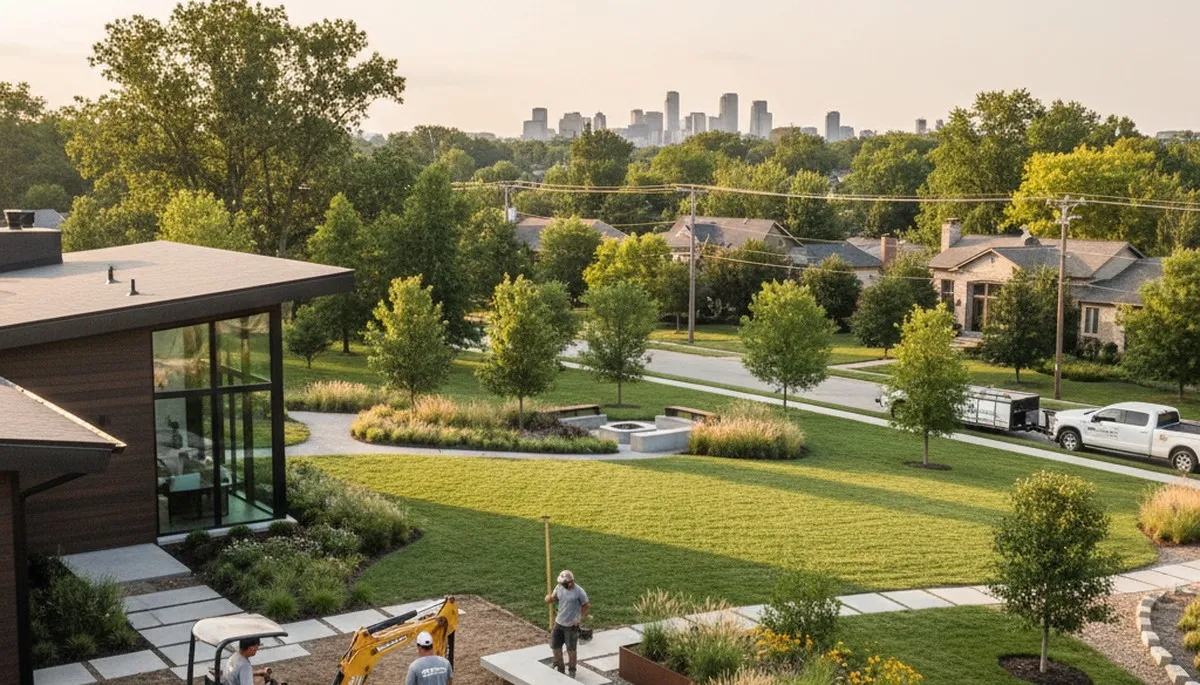 Landscaping crew serving Overland Park, KS with professional lawn and landscape maintenance